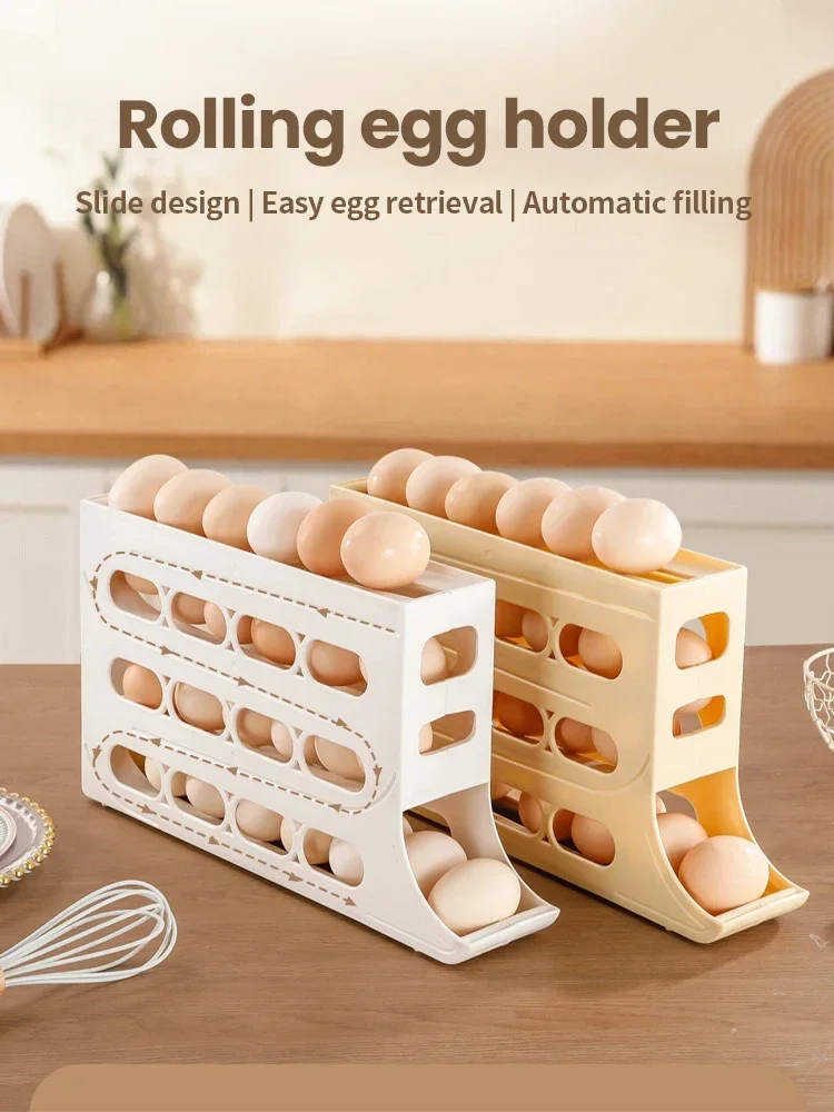 Home Automatic Scrolling Egg Rack Holder Storage Box Egg Basket Container Organizer Rolldown Refrigerator Egg Dispenser For Kitc
Home Automatic Scrolling Egg Rack Holder Storage Box Egg Basket Container Organizer Rolldown Refrigerator Egg Dispenser For Kitc