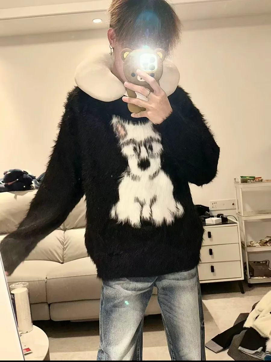 Модный вязаный свитер с милым принтом собачки, круглый вырез, мягкий плюш, мужской, осенне-зимний, уютный, модный топ для пар
Модный вязаный свитер с милым принтом собачки, круглый вырез, мягкий плюш, мужской, осенне-зимний, уютный, модный топ для пар