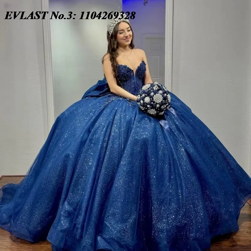 EVLAST Customized Glitter Navy Blue Quinceanera Dress Ball Gown Applique Beaded Crystal Bow Sweet 16 Vestido De 15 Anos E3Q174
EVLAST Customized Glitter Navy Blue Quinceanera Dress Ball Gown Applique Beaded Crystal Bow Sweet 16 Vestido De 15 Anos E3Q174