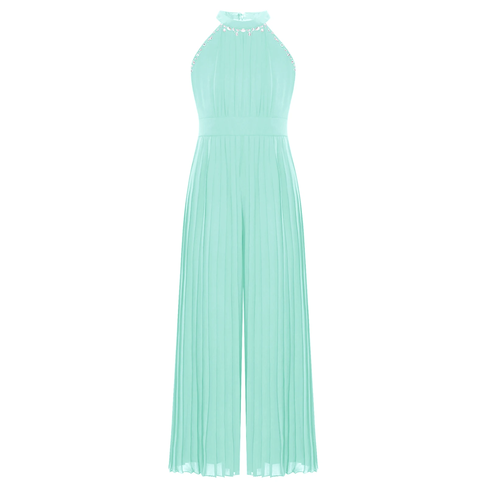 Kids Girls Round Collar Sleeveless Jumpsuit Pleated Beading Rhinestone High Waist Wide Leg Jumpsuit for Party Banquet Prom
Kids Girls Round Collar Sleeveless Jumpsuit Pleated Beading Rhinestone High Waist Wide Leg Jumpsuit for Party Banquet Prom