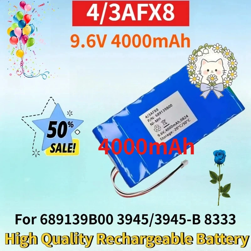 Newest 4/3AFX8 9.6V 4000mAh NI-MH Rechargeable Battery for 689139B00 3945/3945-B 8333 8335 8336 High Quality Replacement Battery
Newest 4/3AFX8 9.6V 4000mAh NI-MH Rechargeable Battery for 689139B00 3945/3945-B 8333 8335 8336 High Quality Replacement Battery
