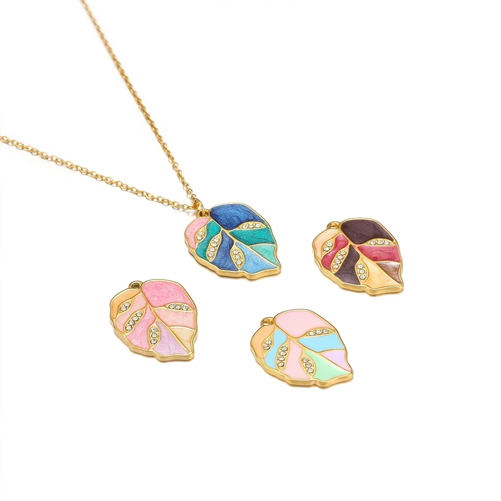 5pcs Stainless Steel Leaves Charms Enamel Rhinestone Pendants for DIY Women Jewelry Exquisite Earrings Necklace Making Findings
5pcs Stainless Steel Leaves Charms Enamel Rhinestone Pendants for DIY Women Jewelry Exquisite Earrings Necklace Making Findings