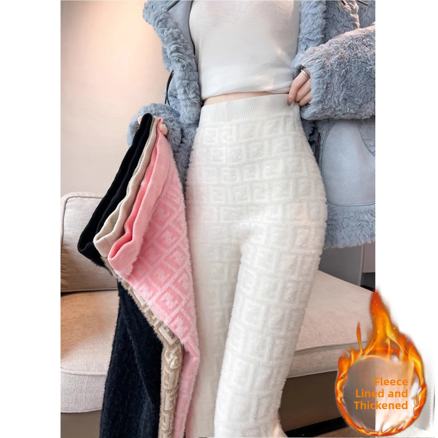 White Fce Lined Rice Noodle Pants Women's Autumn Winter Tight Warm Spwear Knitted Base Layer Casual Slim Fit Pants
White Fce Lined Rice Noodle Pants Women's Autumn Winter Tight Warm Spwear Knitted Base Layer Casual Slim Fit Pants