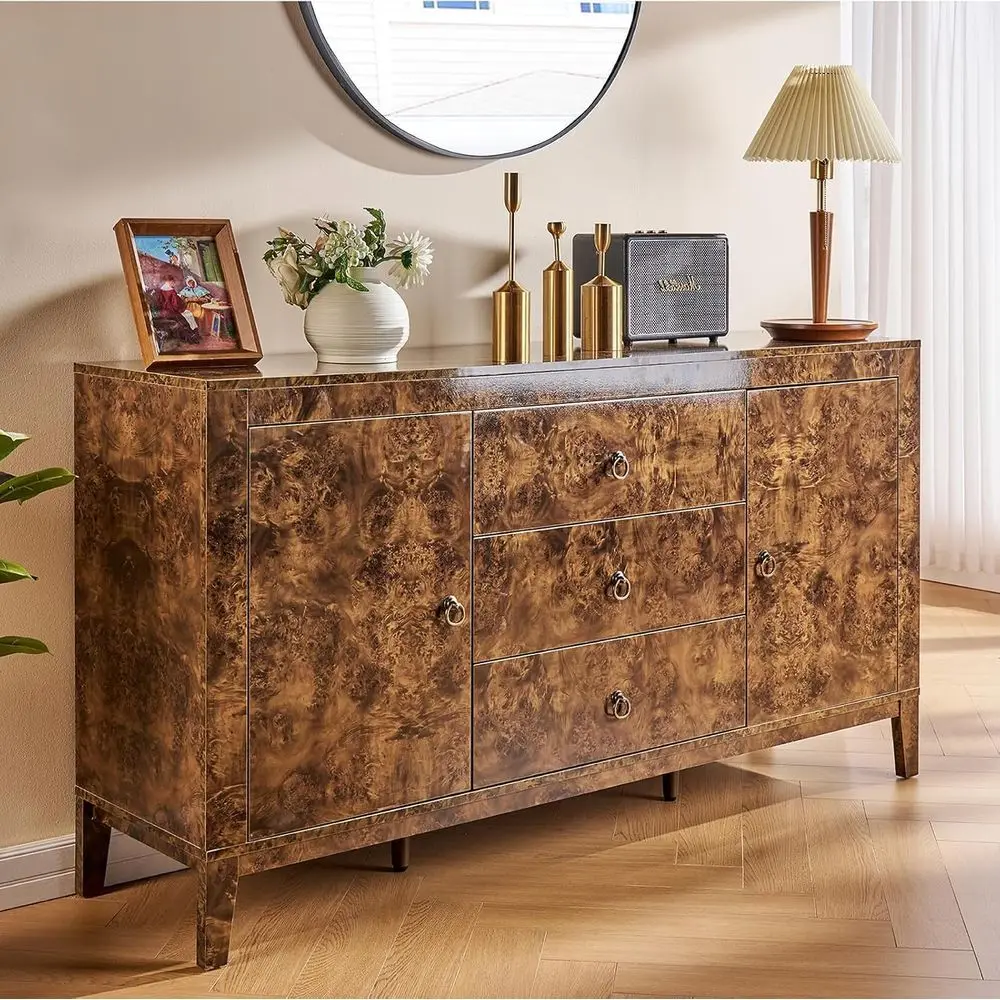High Gloss Burl Sideboard,Strong Coee & Wine Bar Storage Table or Dining or Living Room, Wooden Buet Cabinet with Ders, Brown
High Gloss Burl Sideboard,Strong Coee & Wine Bar Storage Table or Dining or Living Room, Wooden Buet Cabinet with Ders, Brown