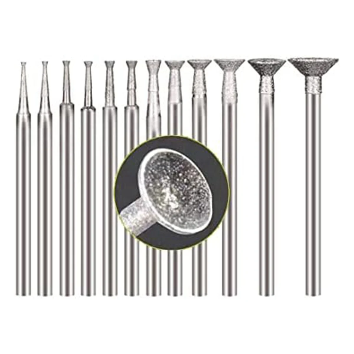 AB02 Bowl Shape Diamond Grinding Burr Fits for Rotary Tool Includes for Dremel with 2.35mm Shank (Pack of 12)
AB02 Bowl Shape Diamond Grinding Burr Fits for Rotary Tool Includes for Dremel with 2.35mm Shank (Pack of 12)