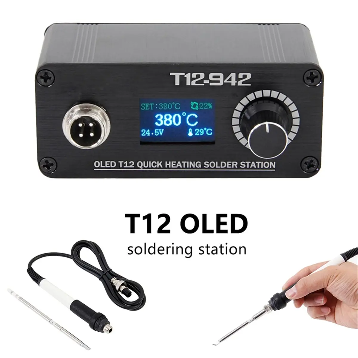 High Quality MINI T12-942 Soldering Station OLED Digital Electronic Welding Iron DC Version Portable with DC24V3A Power Supply
High Quality MINI T12-942 Soldering Station OLED Digital Electronic Welding Iron DC Version Portable with DC24V3A Power Supply