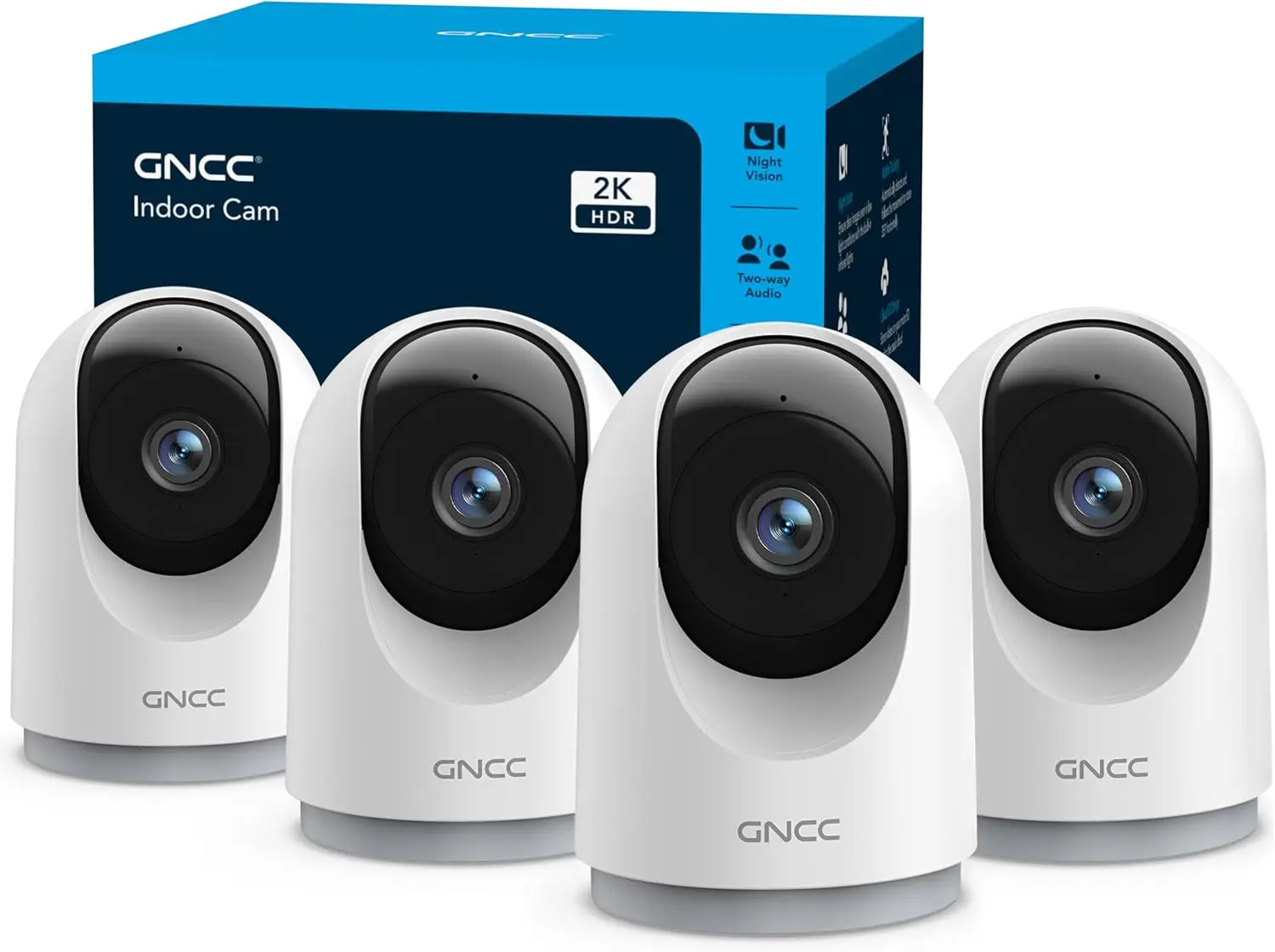 2K Indoor Security Camera 4-Pack with 360° Motion Detection, Two-Way Audio, Night Vision & Alexa Compatibility
2K Indoor Security Camera 4-Pack with 360° Motion Detection, Two-Way Audio, Night Vision & Alexa Compatibility