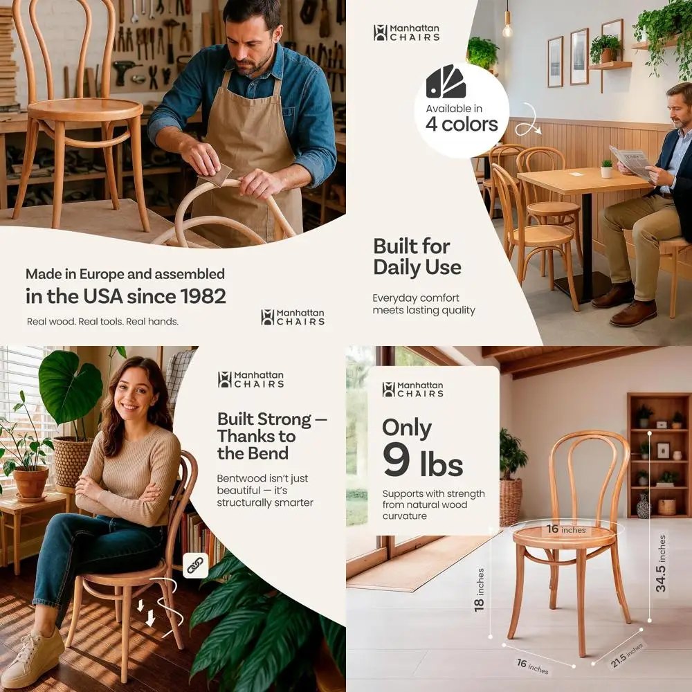 Set of 2 Natural Bentwood Hairpin Dining Chairs | Rustic Wooden Seating for Indoor, Kitchen, Cafe, or Bistro | Natural Dining Ro
Set of 2 Natural Bentwood Hairpin Dining Chairs | Rustic Wooden Seating for Indoor, Kitchen, Cafe, or Bistro | Natural Dining Ro