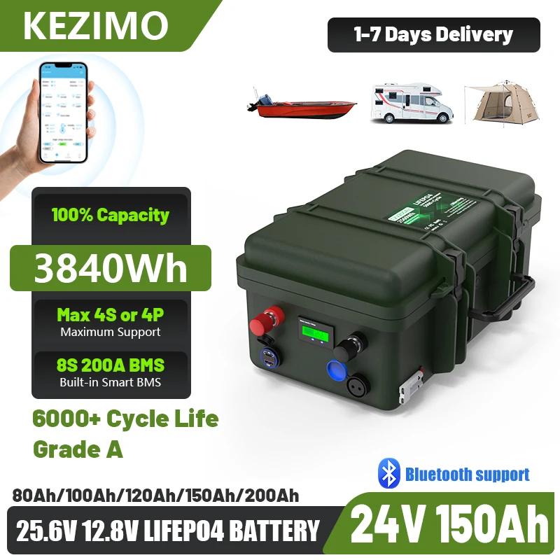 Аккумуляторная батарея LiFePO4, 24 В, 25,6 Ач, В, литий-железо-фосфатный аккумулятор с Bluetooth BMS для кемпинга, лодки
Аккумуляторная батарея LiFePO4, 24 В, 25,6 Ач, В, литий-железо-фосфатный аккумулятор с Bluetooth BMS для кемпинга, лодки