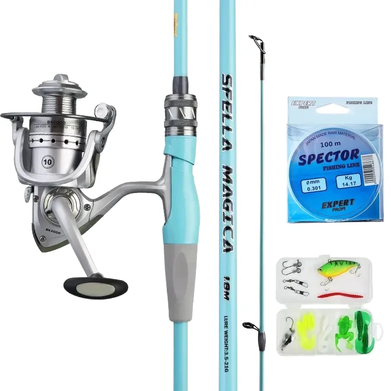 New Arrival 1.8m 2.1m Fiberglass Spinning Fishing Rod Combo Kit Lure Fishing for Catfish Salmon for Carp Trout Marlin Snapper
New Arrival 1.8m 2.1m Fiberglass Spinning Fishing Rod Combo Kit Lure Fishing for Catfish Salmon for Carp Trout Marlin Snapper