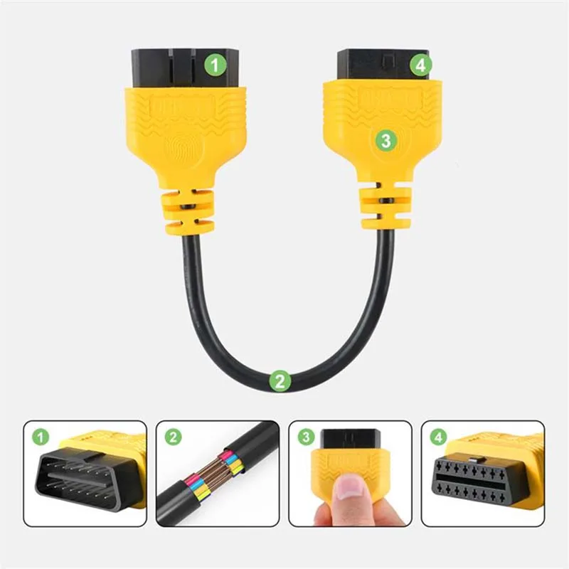 AUTOOL 30 cm OBD Extension Cable for Automotive Diagnostic Systems—Universal Connection Cable with 16-Pin, 16-Wire Connector
AUTOOL 30 cm OBD Extension Cable for Automotive Diagnostic Systems—Universal Connection Cable with 16-Pin, 16-Wire Connector
