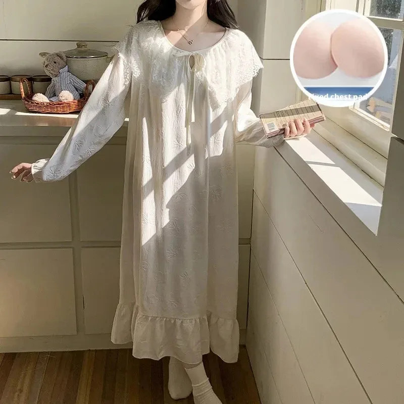 Women's Autumn Nightdress Girls Princess Bathbobe with Chest Pads Long Sleeve Cloud Cotton Homewear Suitable for Outerwear
Women's Autumn Nightdress Girls Princess Bathbobe with Chest Pads Long Sleeve Cloud Cotton Homewear Suitable for Outerwear