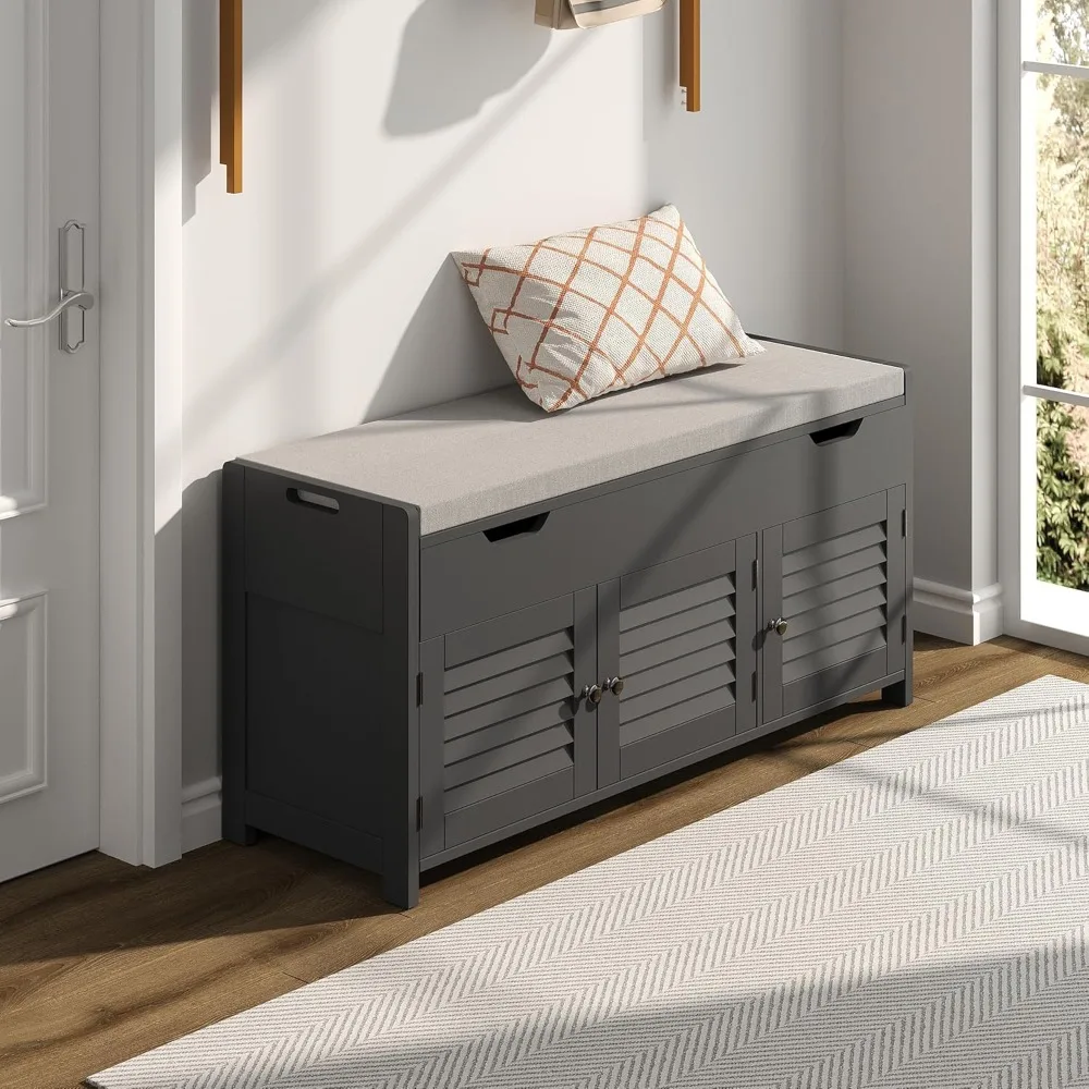 41.3" Shoe Storage Bench with Lift Top Storage, Entryway Bench with Cushioned Seat, Adjustable Shelf, Shoe Cabinet
41.3" Shoe Storage Bench with Lift Top Storage, Entryway Bench with Cushioned Seat, Adjustable Shelf, Shoe Cabinet