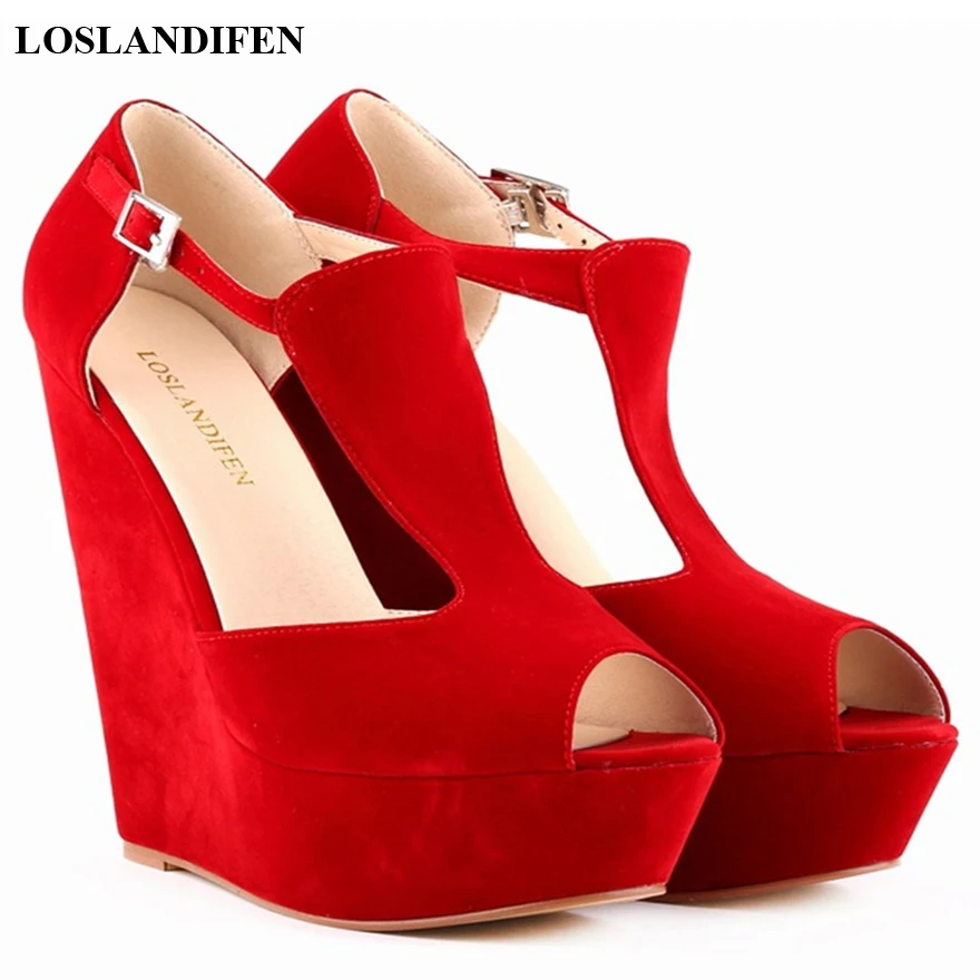 Peep Toe High Platform Wedges Sandal Women 2025 New Summer Solid Flock T-shape Buckle Rome Sandals Concise High Heels Shoes 14cm
Peep Toe High Platform Wedges Sandal Women 2025 New Summer Solid Flock T-shape Buckle Rome Sandals Concise High Heels Shoes 14cm