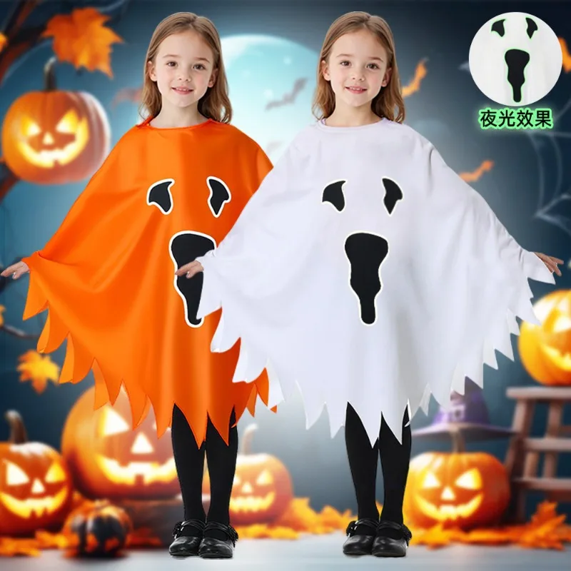 Glow-in-the-Dark Ghost Cape White Orange Phantom Cloak Boys Girls Halloween Carnival Party Cosplay Costume Trick or Treat Outfit
Glow-in-the-Dark Ghost Cape White Orange Phantom Cloak Boys Girls Halloween Carnival Party Cosplay Costume Trick or Treat Outfit