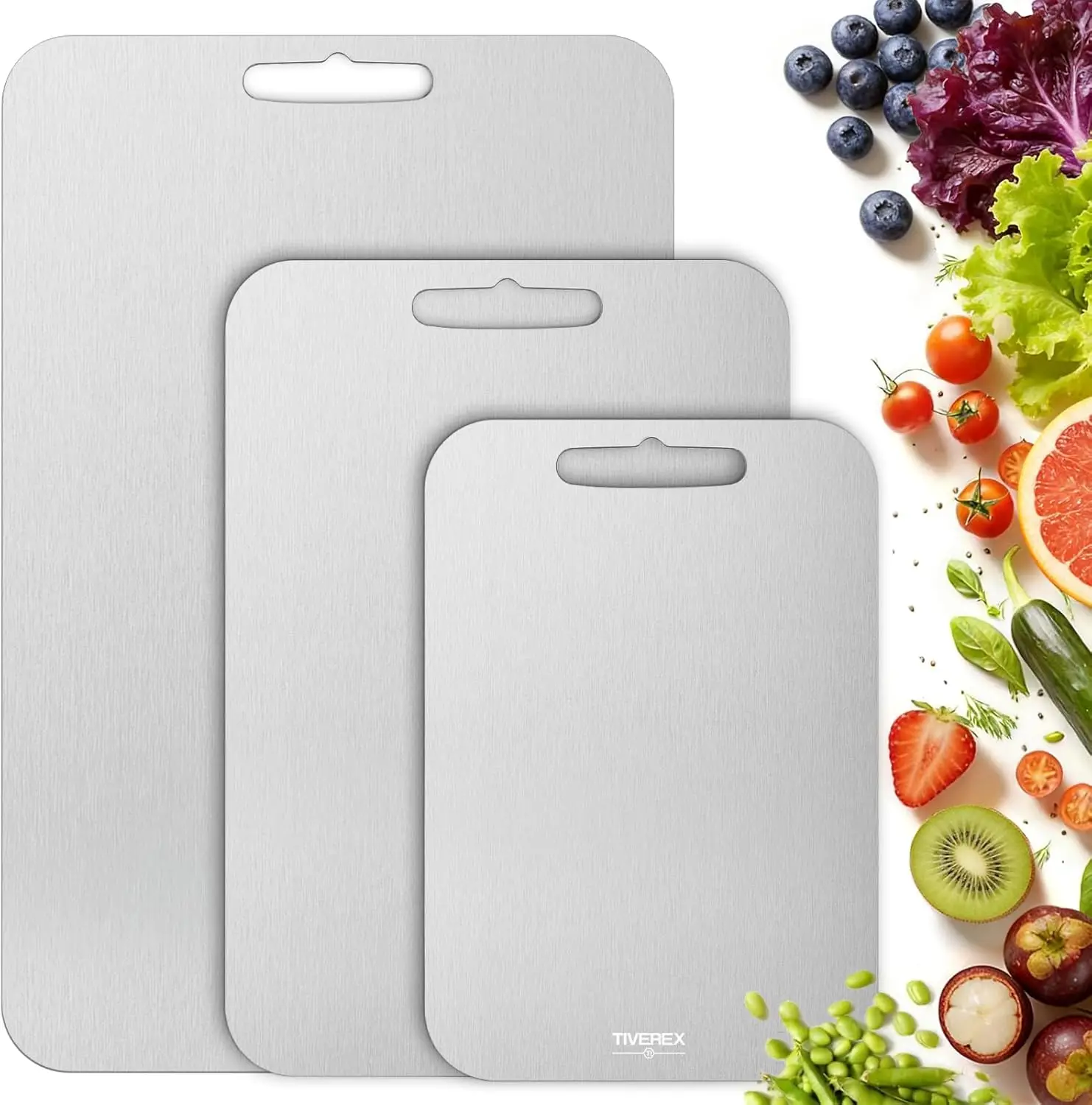 Titanium Cutting Board Set of 3, 100% Pure Titanium Kitchen Boards, Easy Clean, Dishwasher Safe, Double Sided Non Toxic Food Grade for Meats, Fruits & Vegetables
Titanium Cutting Board Set of 3, 100% Pure Titanium Kitchen Boards, Easy Clean, Dishwasher Safe, Double Sided Non Toxic Food Grade for Meats, Fruits & Vegetables