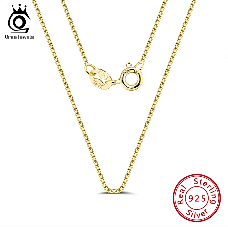 ORSA JEWELS Solid 18K Gold Plated 100% 925 Sterling Silver Box Necklaces 0.6mm Width Box Chain Super Strong Necklace Chain SC07
ORSA JEWELS Solid 18K Gold Plated 100% 925 Sterling Silver Box Necklaces 0.6mm Width Box Chain Super Strong Necklace Chain SC07