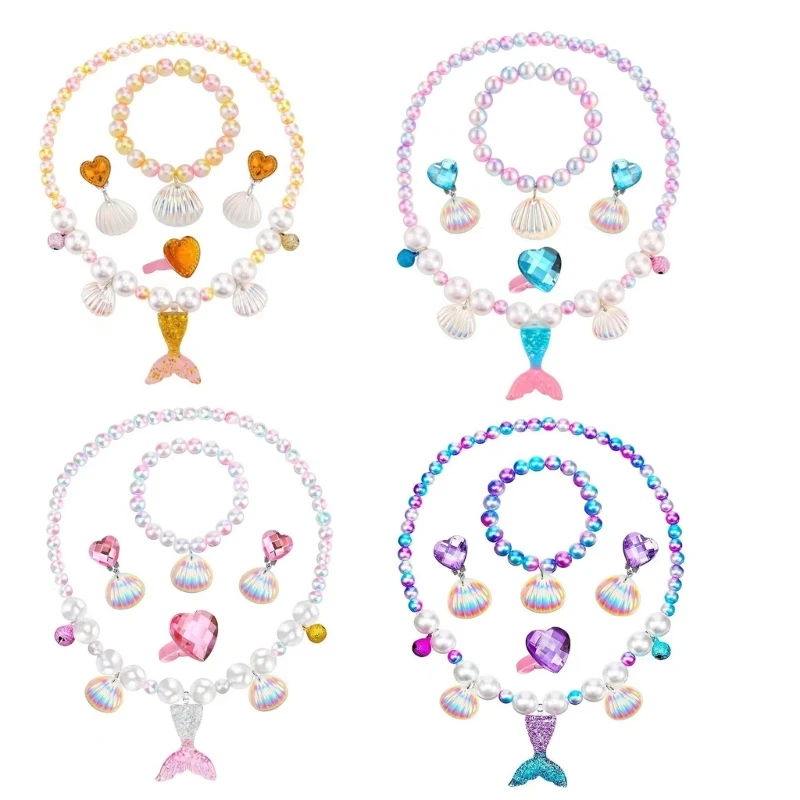 Colorful Mermaid-Jewelry Set for Girls Necklace Earrings Clip Bracelet Ring Set N7YF
Colorful Mermaid-Jewelry Set for Girls Necklace Earrings Clip Bracelet Ring Set N7YF