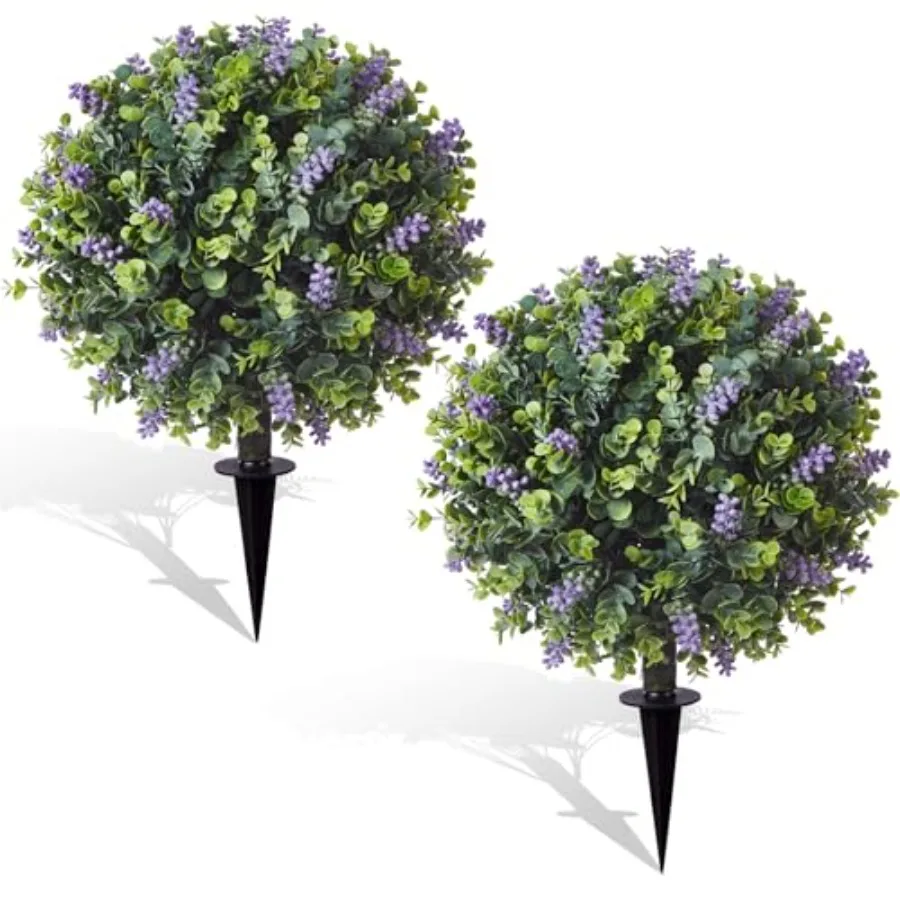 2 Set Artificial Boxwood Topiary Ball Tree with Flower 23.6 UV Resistant No Fade Outdoor Faux Plant Bushes with Ground Spike Fa
2 Set Artificial Boxwood Topiary Ball Tree with Flower 23.6 UV Resistant No Fade Outdoor Faux Plant Bushes with Ground Spike Fa