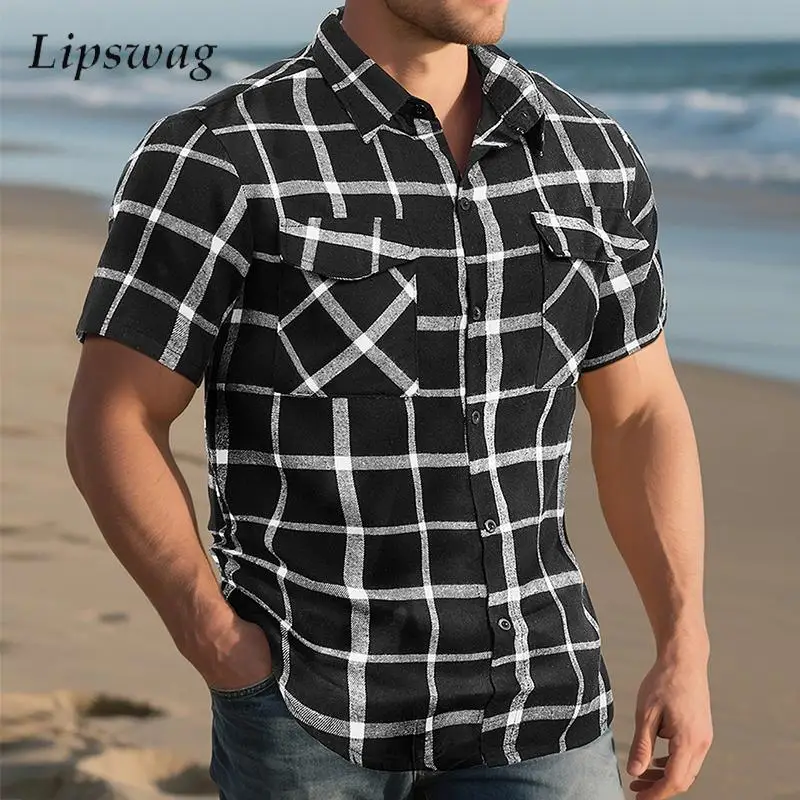 Vintage Plaid Striped Printed Mens Shirts Short Sleeve Turn-down Collar Button-up Shirt For Men Daily Leisure Slim Fit Shirt Top
Vintage Plaid Striped Printed Mens Shirts Short Sleeve Turn-down Collar Button-up Shirt For Men Daily Leisure Slim Fit Shirt Top