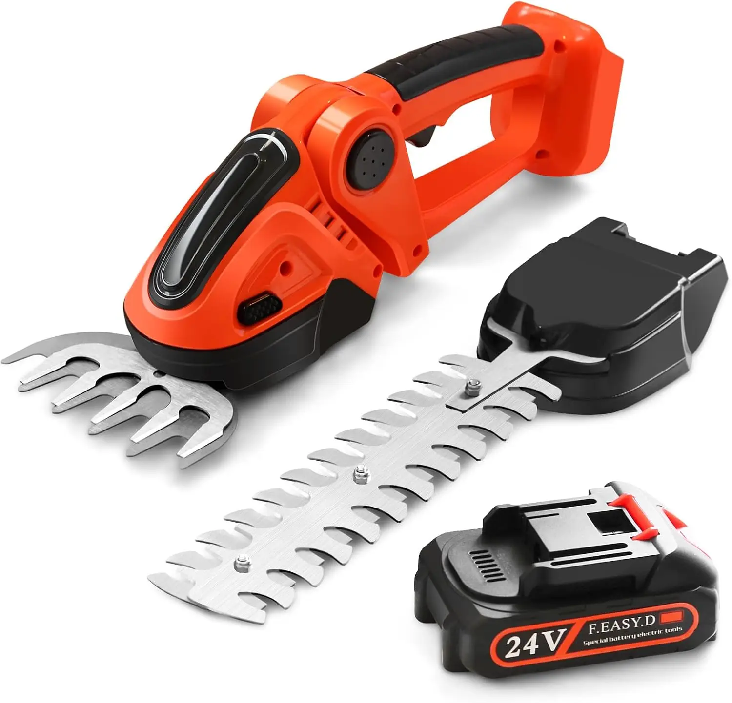 24V Hedge Trimmer Cordless Pruning Shears – 2-in-1 Hedge & Lawn Trimmer, CE FCC PSE Certified, 90° Adjustable Head, SK5 Blades,
24V Hedge Trimmer Cordless Pruning Shears – 2-in-1 Hedge & Lawn Trimmer, CE FCC PSE Certified, 90° Adjustable Head, SK5 Blades,