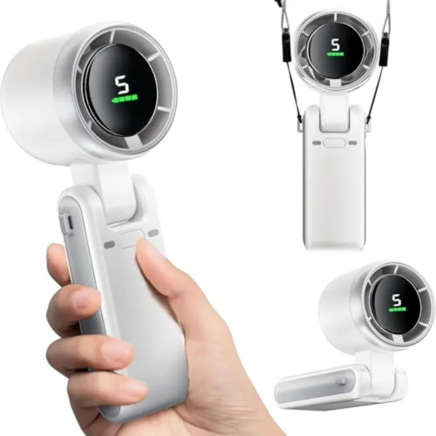 Travel/Cruise/Beach rechargeable handheld personal fan with high-power motor, LED display, white ABS plastic, ultra-quiet 12h b
Travel/Cruise/Beach rechargeable handheld personal fan with high-power motor, LED display, white ABS plastic, ultra-quiet 12h b