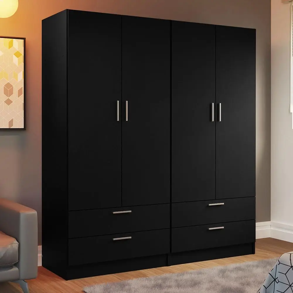 63 Long Wooden Storage Cabinet with Shelves and Hanging Space for Bedroom and Office (Black)
63 Long Wooden Storage Cabinet with Shelves and Hanging Space for Bedroom and Office (Black)