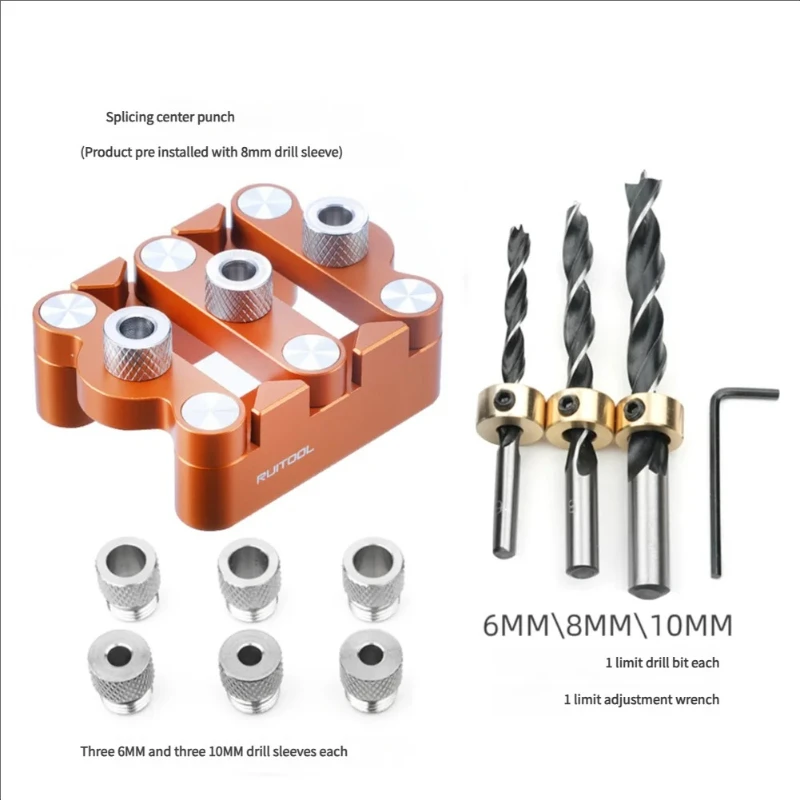 Self-centering Dowelling Jig Set 6/8/10mm Wood Furniture Mortise and Tenon Joint Punching Locator Precision Pocket Doweling Jig
Self-centering Dowelling Jig Set 6/8/10mm Wood Furniture Mortise and Tenon Joint Punching Locator Precision Pocket Doweling Jig