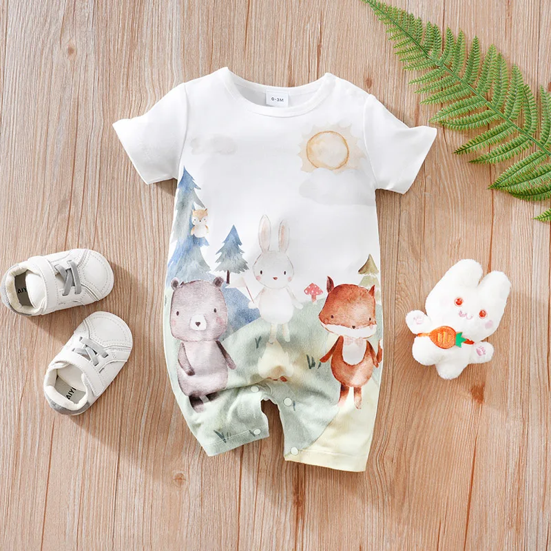 Baby Summer Jumpsuit Cartoon Image Cute Children's Clothing Newborn Short Sleeved Clothing 0-18 Months Baby Outdoor Clothes
Baby Summer Jumpsuit Cartoon Image Cute Children's Clothing Newborn Short Sleeved Clothing 0-18 Months Baby Outdoor Clothes