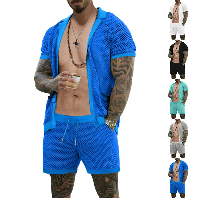 2024 Short Sleeved Shorts Set, Men's Cool Hole Fabric, Lapel Cardigan, Short Sleeved Set, Men's Summer Two-piece Set
2024 Short Sleeved Shorts Set, Men's Cool Hole Fabric, Lapel Cardigan, Short Sleeved Set, Men's Summer Two-piece Set