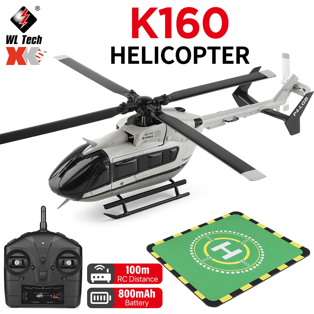 New WLToys RC Helicopter K160 Four Blades Brushless Motor Airplane 2.4GHz 4 Channels 6-axis Gyro Remote Control EC-145 Model
New WLToys RC Helicopter K160 Four Blades Brushless Motor Airplane 2.4GHz 4 Channels 6-axis Gyro Remote Control EC-145 Model