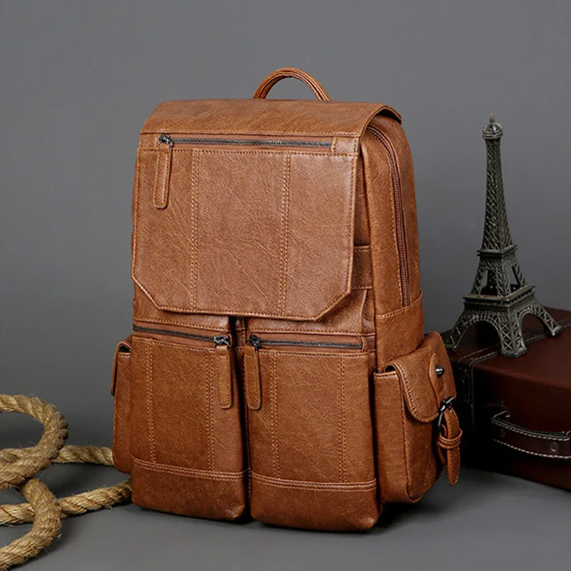 High Quality Vintage Men's Backpack Large Capacity Male Travel Backpack PU Leather Laptop Bag Fashion Student School Bag
High Quality Vintage Men's Backpack Large Capacity Male Travel Backpack PU Leather Laptop Bag Fashion Student School Bag