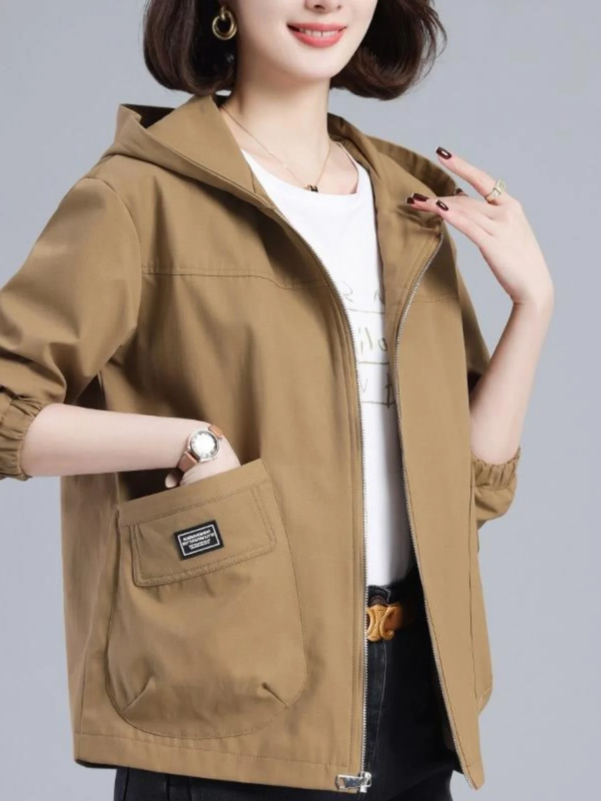 Spring Autumn Thin Baseball Jaet Hooded Open Cardigan Long Sve ort Outerwear Women's Loose Fit Commute Sle Outerwear
Spring Autumn Thin Baseball Jaet Hooded Open Cardigan Long Sve ort Outerwear Women's Loose Fit Commute Sle Outerwear