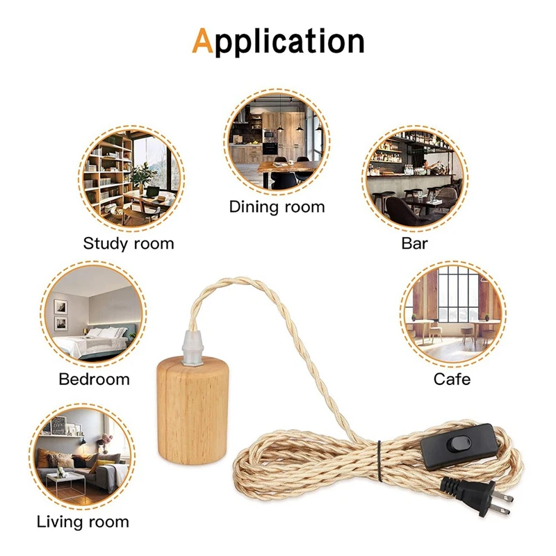 Wood Pendant Light Cord Kit ,14.76FT Vintage Industrial Hanging Plug in Lamp Cord with Twisted Nylon Rope E26 US Plug-SPMI
Wood Pendant Light Cord Kit ,14.76FT Vintage Industrial Hanging Plug in Lamp Cord with Twisted Nylon Rope E26 US Plug-SPMI