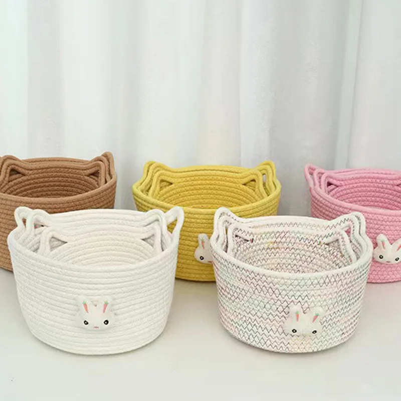 Cute Cotton Rope Desktop Storage Basket Woven Small White Rabbit Storage Basket
Cute Cotton Rope Desktop Storage Basket Woven Small White Rabbit Storage Basket