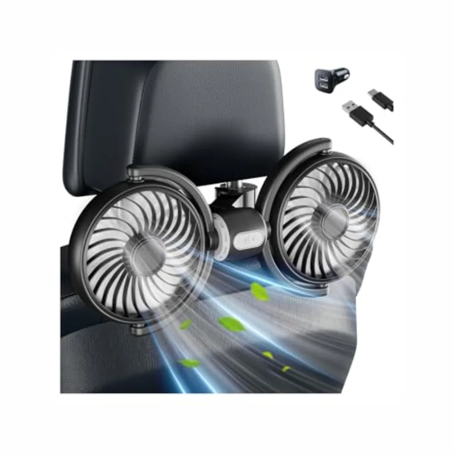 Car Fans for Backseat,Dual Head USB Car Fans That Blow Cold Air with Car Charger, Independently Controlled Powerful 360° Rotata
Car Fans for Backseat,Dual Head USB Car Fans That Blow Cold Air with Car Charger, Independently Controlled Powerful 360° Rotata