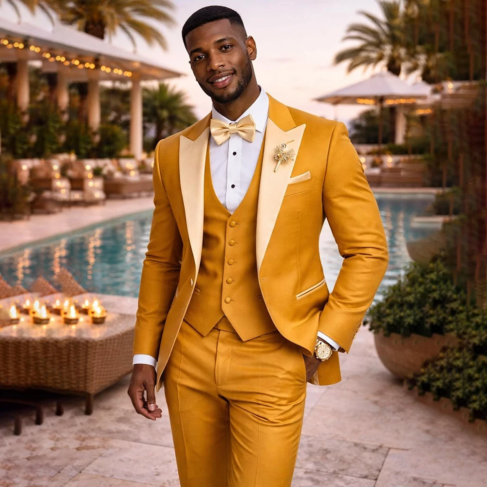 High Quality Men's Suits Chic One-Button Peak Lapel Blazer Wedding 3 Piece Jacket Pants Vest Male Clothing Costume Homme
High Quality Men's Suits Chic One-Button Peak Lapel Blazer Wedding 3 Piece Jacket Pants Vest Male Clothing Costume Homme