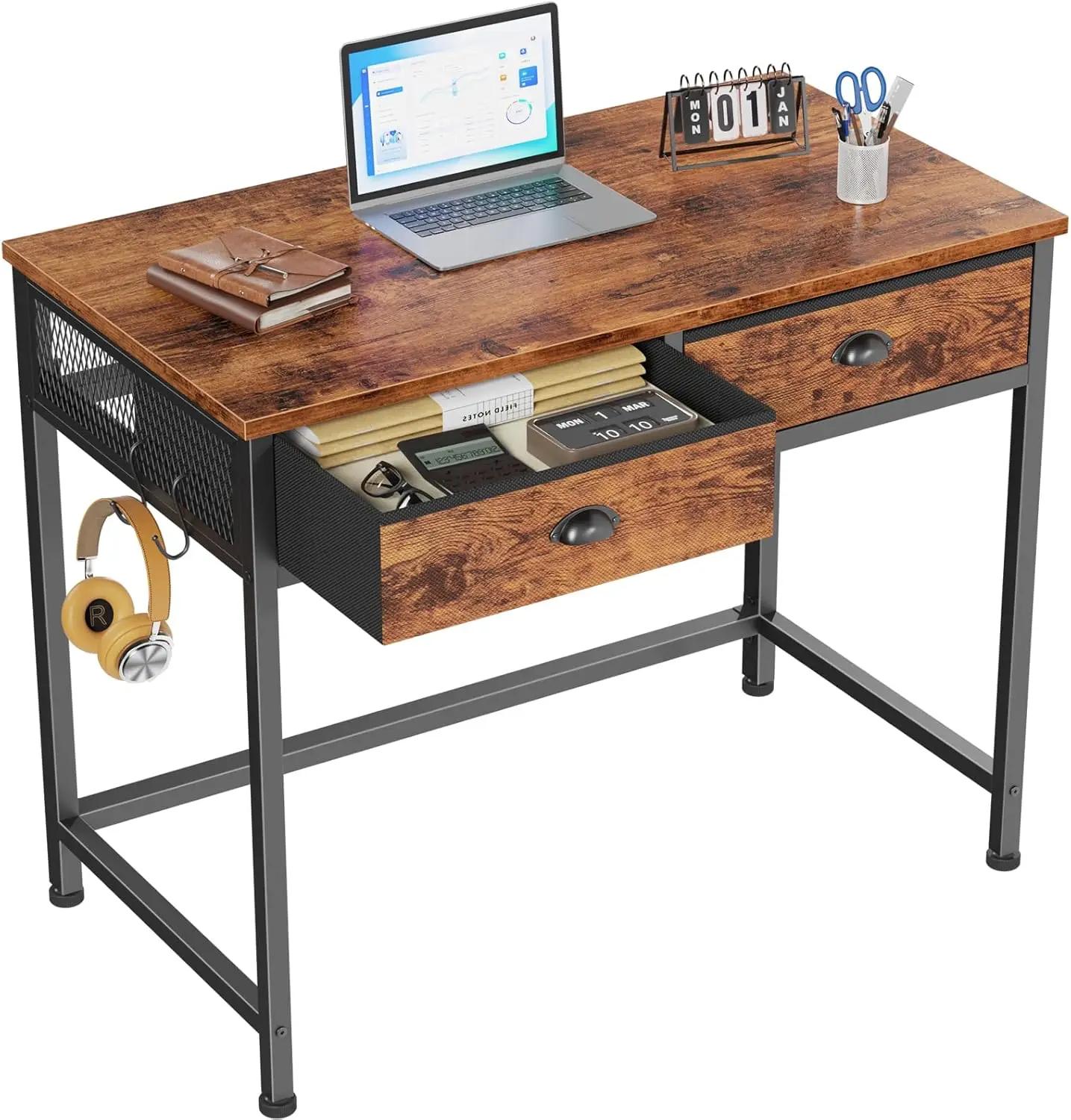 Small Computer Desk with 2 Fabric Drawers for Bedroom,34 Inch Home Office Writing Desk, Vanity Desk with Hooks, Simple Study
Small Computer Desk with 2 Fabric Drawers for Bedroom,34 Inch Home Office Writing Desk, Vanity Desk with Hooks, Simple Study