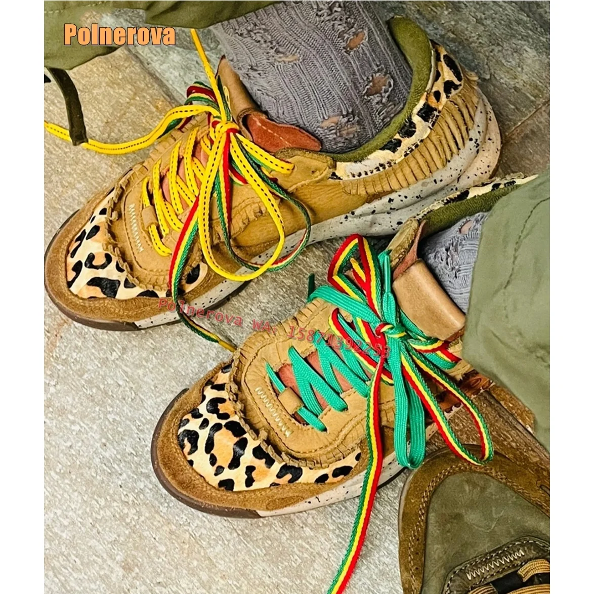 Leopard Fringe Lace-Up Patchwork Sneakers Round Toe Height Increasing Mixed Colors Casual Women Pumps 2025 Spring Street Style
Leopard Fringe Lace-Up Patchwork Sneakers Round Toe Height Increasing Mixed Colors Casual Women Pumps 2025 Spring Street Style