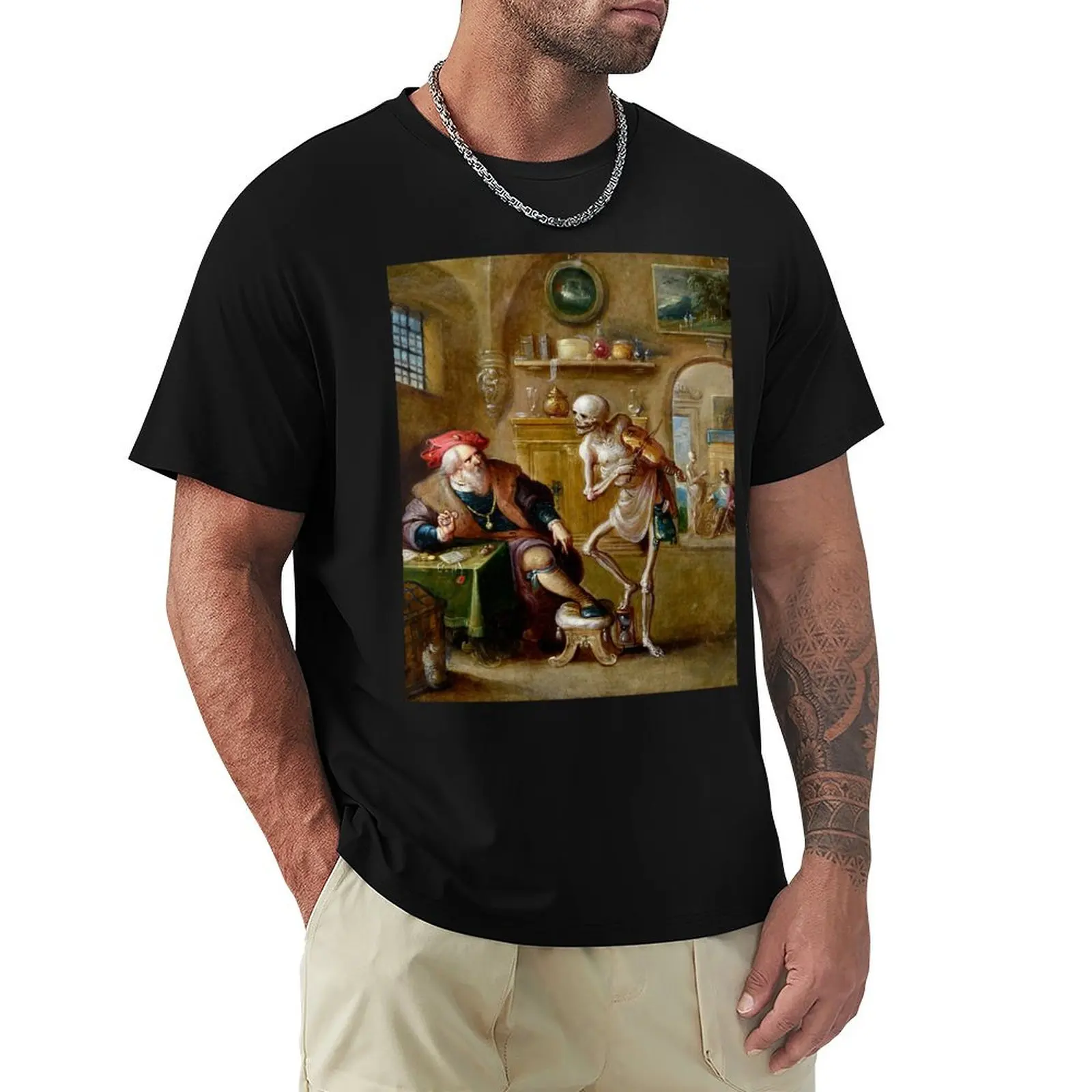 Death playing the Violin Painting Frans Francken the Younger T-Shirt Basic Solid Color Short Sleeve T-Shirt
Death playing the Violin Painting Frans Francken the Younger T-Shirt Basic Solid Color Short Sleeve T-Shirt