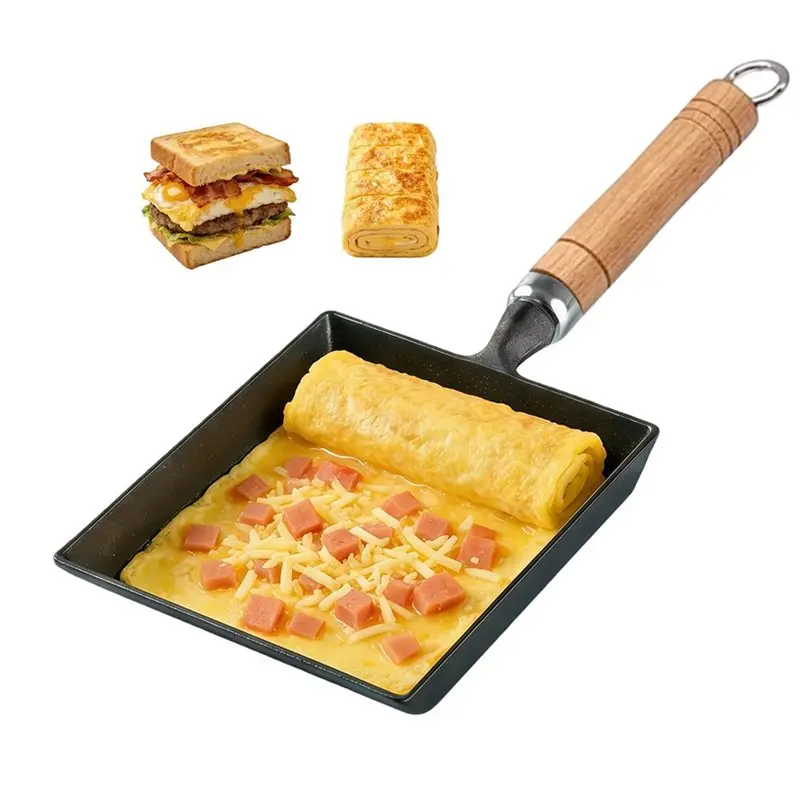 SHGO-Japanese Egg Omelette Pan, Cast Iron Tamagoyaki Pan, Food Pan, Rectangular Breakfast Sandwich Cooking Tool With Wooden Hand
SHGO-Japanese Egg Omelette Pan, Cast Iron Tamagoyaki Pan, Food Pan, Rectangular Breakfast Sandwich Cooking Tool With Wooden Hand