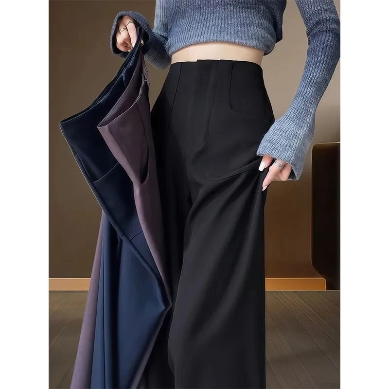 Women's High Waist Wide Leg Suit Pants Spring Summer 2026 New Style Drapey Straight Black Commute Polyester Fiber Trousers
Women's High Waist Wide Leg Suit Pants Spring Summer 2026 New Style Drapey Straight Black Commute Polyester Fiber Trousers