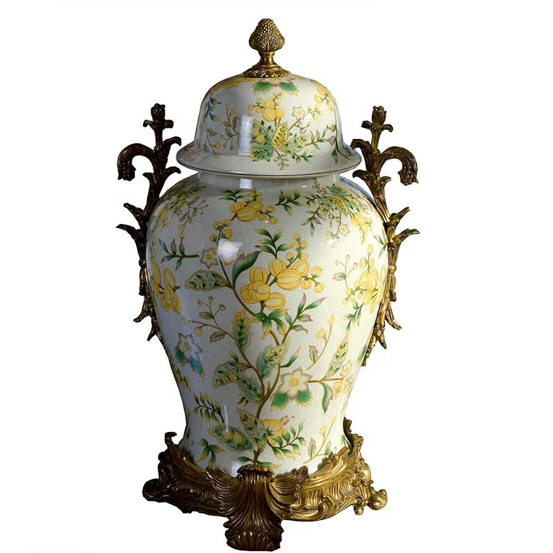 American ornaments new Chinese ceramic inlaid with copper upscale creative home villa living room decoration general cover altar
American ornaments new Chinese ceramic inlaid with copper upscale creative home villa living room decoration general cover altar