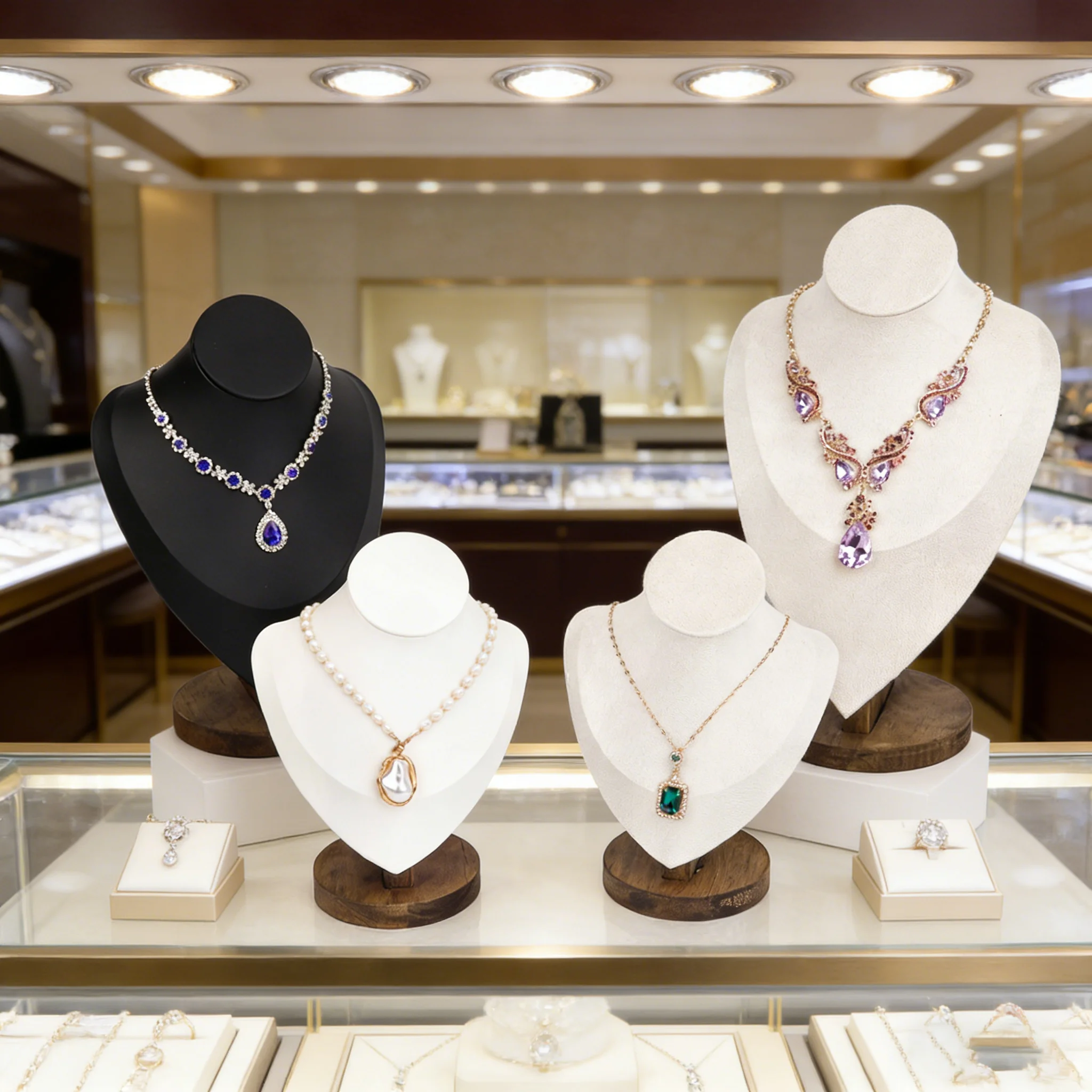 Walnut Color PU/Velvet Portrait Necklace Display Jewelry Display Stand Jewelry Mannequin Bust Necklace Pendant Window Display
Walnut Color PU/Velvet Portrait Necklace Display Jewelry Display Stand Jewelry Mannequin Bust Necklace Pendant Window Display