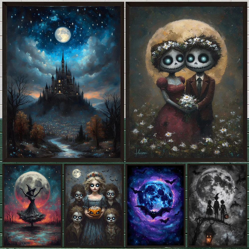 Halloween Gothic Canvas Wall Art Set Spooky Skeleton Couple & Witch Posters Dark Aesthetic Home Decor for Living Room Bedroom
Halloween Gothic Canvas Wall Art Set Spooky Skeleton Couple & Witch Posters Dark Aesthetic Home Decor for Living Room Bedroom