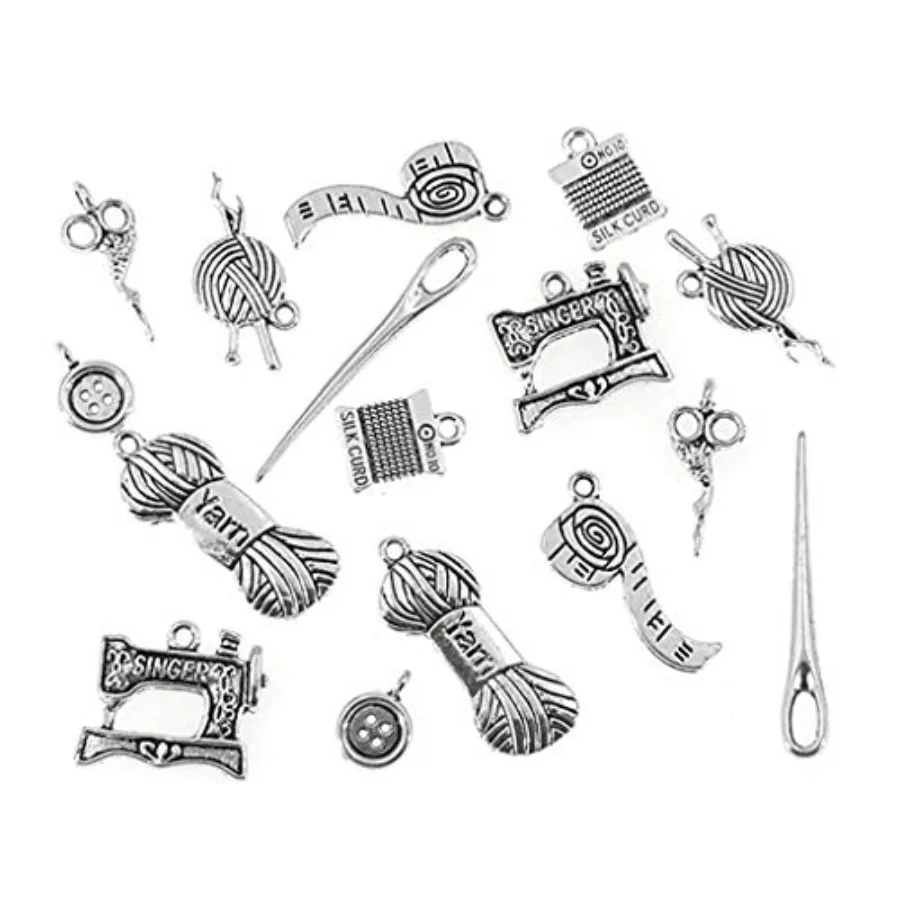 Sewing Charms, Scissor Pipe Yarn Clew Button Sewing Machine Knitting Charm Pendant Connector for DIY Jewelry Making Findings 16
Sewing Charms, Scissor Pipe Yarn Clew Button Sewing Machine Knitting Charm Pendant Connector for DIY Jewelry Making Findings 16