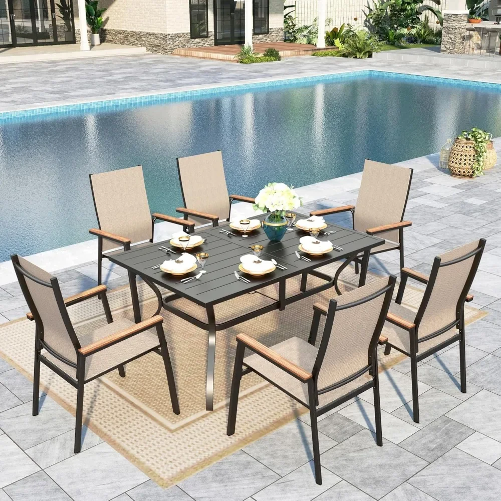 Patio Table and Chairs Set 7 Pieces, 6 Aluminium Patio Dining Chairs with 60" x 38" Metal Dining Table
Patio Table and Chairs Set 7 Pieces, 6 Aluminium Patio Dining Chairs with 60" x 38" Metal Dining Table