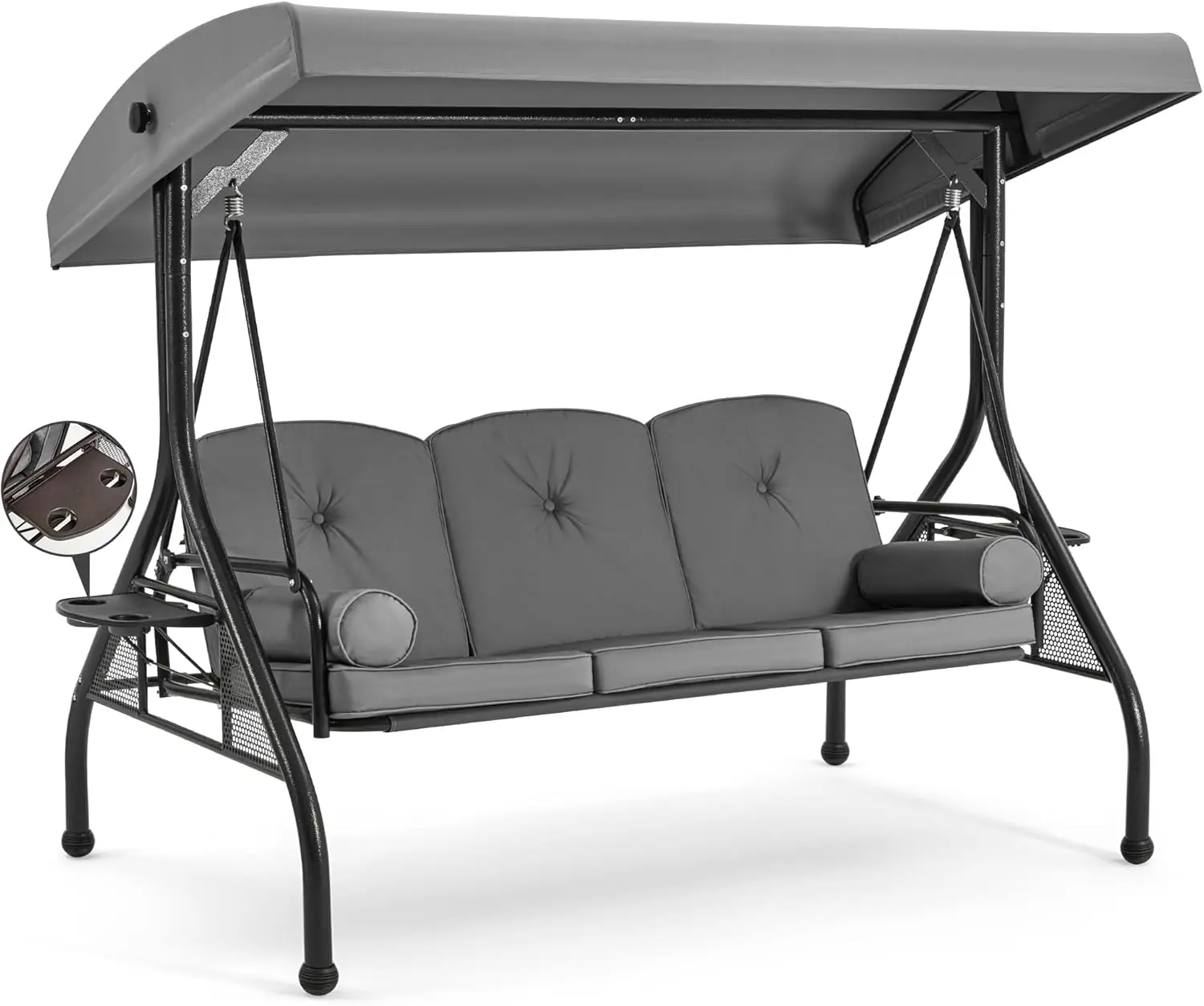 3 Seat Outdoor Porch Swing with 1.5" Deep Cup HolderAdjustable CanopyPatio Swing Bed with Stand, Patio Glider Swing with Thicken
3 Seat Outdoor Porch Swing with 1.5" Deep Cup HolderAdjustable CanopyPatio Swing Bed with Stand, Patio Glider Swing with Thicken
