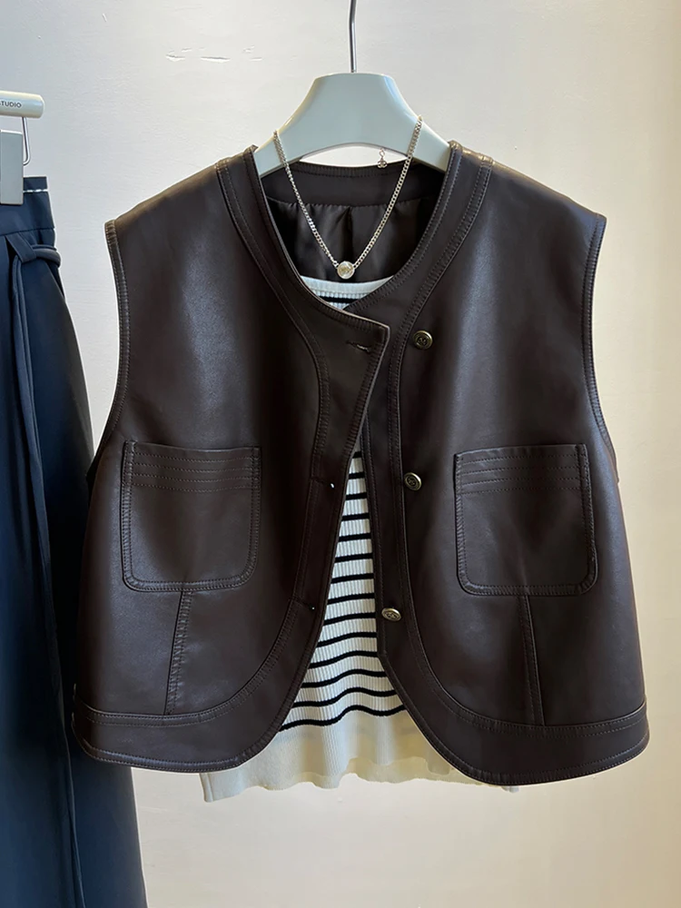 ort PU Leather Vest Women's Faion Korean Sle Svel Tank Top Jaet Upper Body 2025 Autumn New Arrival
ort PU Leather Vest Women's Faion Korean Sle Svel Tank Top Jaet Upper Body 2025 Autumn New Arrival
