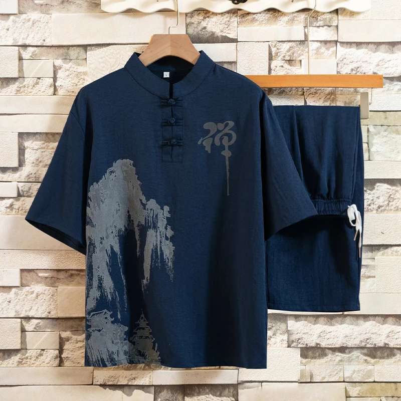 2025 Summer Chinese Style Tang Suit Men Shorts Tai Chi Uniform Retro O-Neck Short Sleeve Print Shirt Pants 2 Piece Sets
2025 Summer Chinese Style Tang Suit Men Shorts Tai Chi Uniform Retro O-Neck Short Sleeve Print Shirt Pants 2 Piece Sets